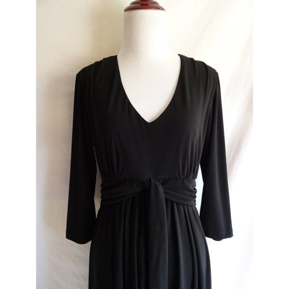Chico's Tie Waist Jersey Knit Black Dress - Size 1 (Med / 8) - Picture 2 of 11